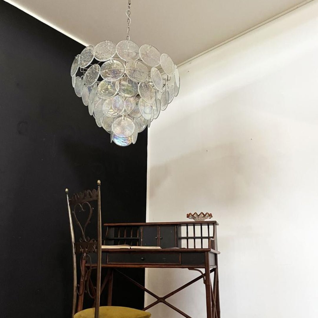Aurora Chandelier Iridescent Murano Glass Disc - Neutralighting