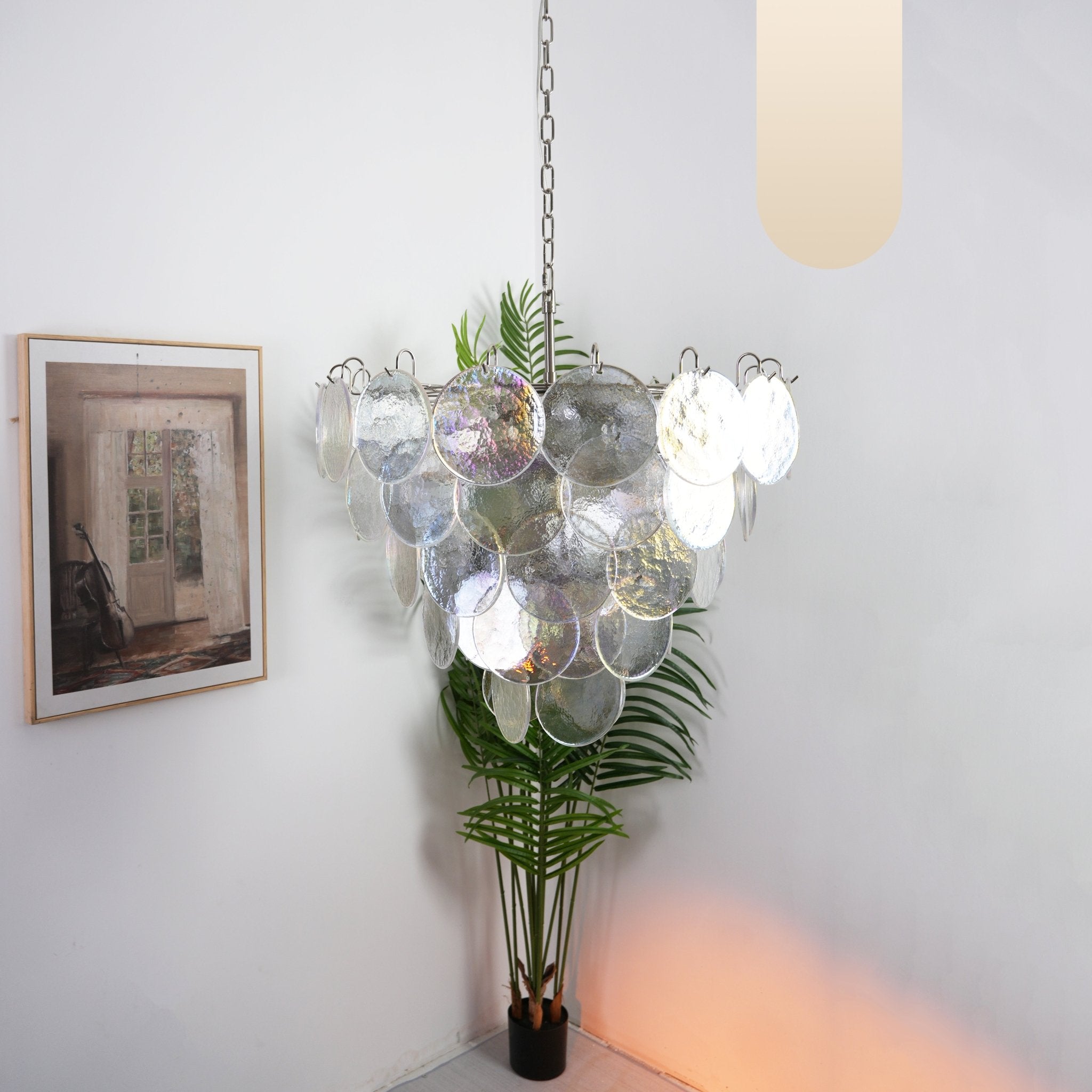 Aurora Chandelier Iridescent Murano Glass Disc - Neutralighting