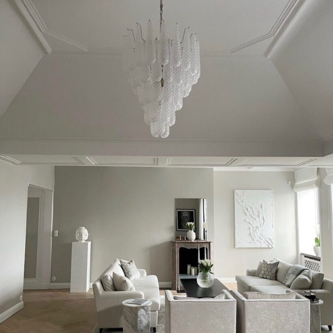 Aurora Chandelier Clear Murano Glass Dewdrop Layered - Neutralighting