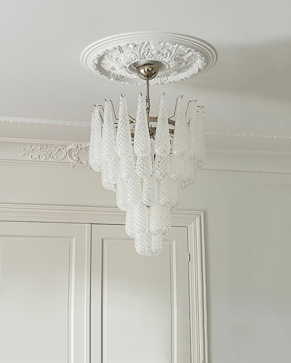 Aurora Chandelier Clear Droplets Murano Glass Waterfall Diamond - Neutralighting