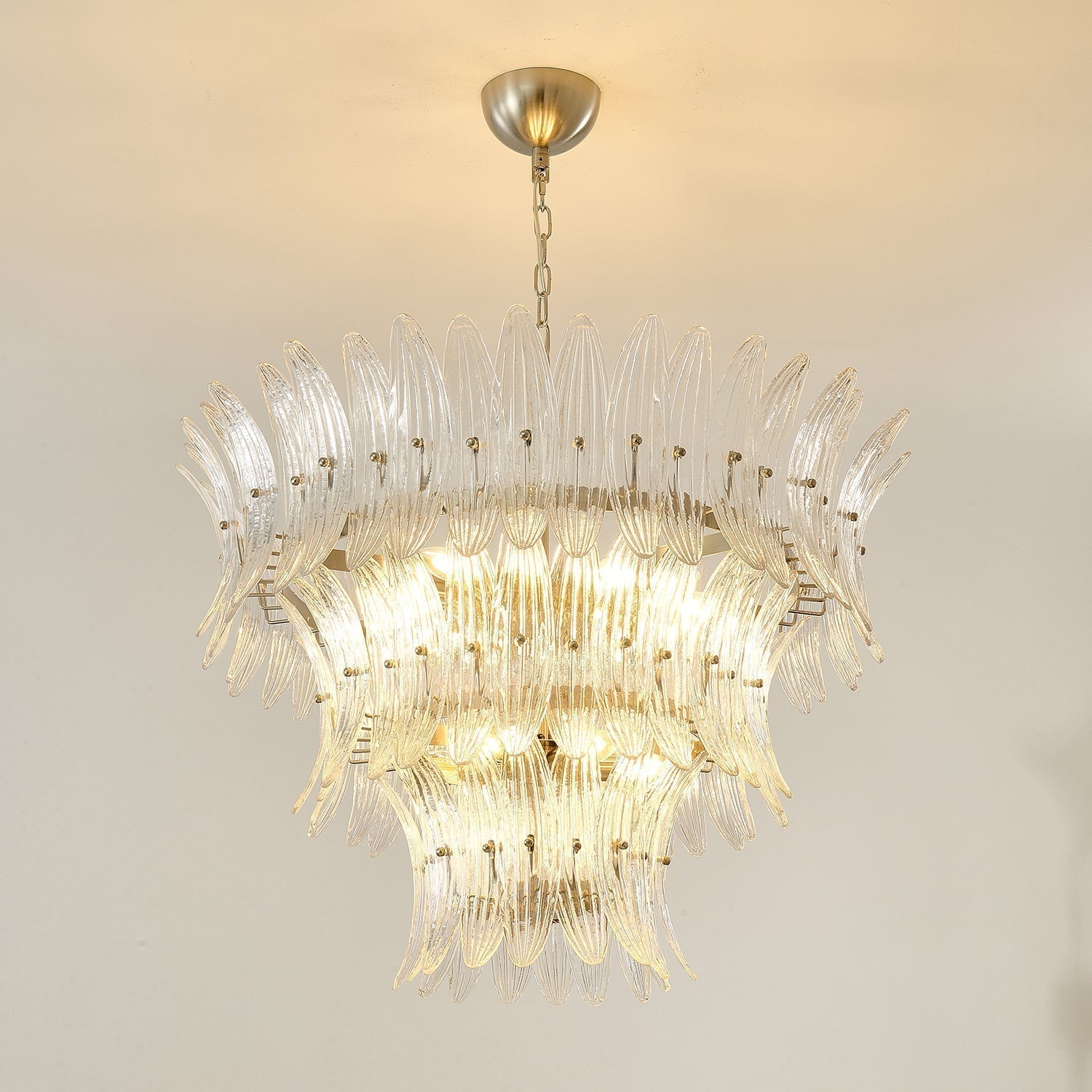 Aurora Chandelier Murano Glass Palmette Leaf Tiered - Blowlighting