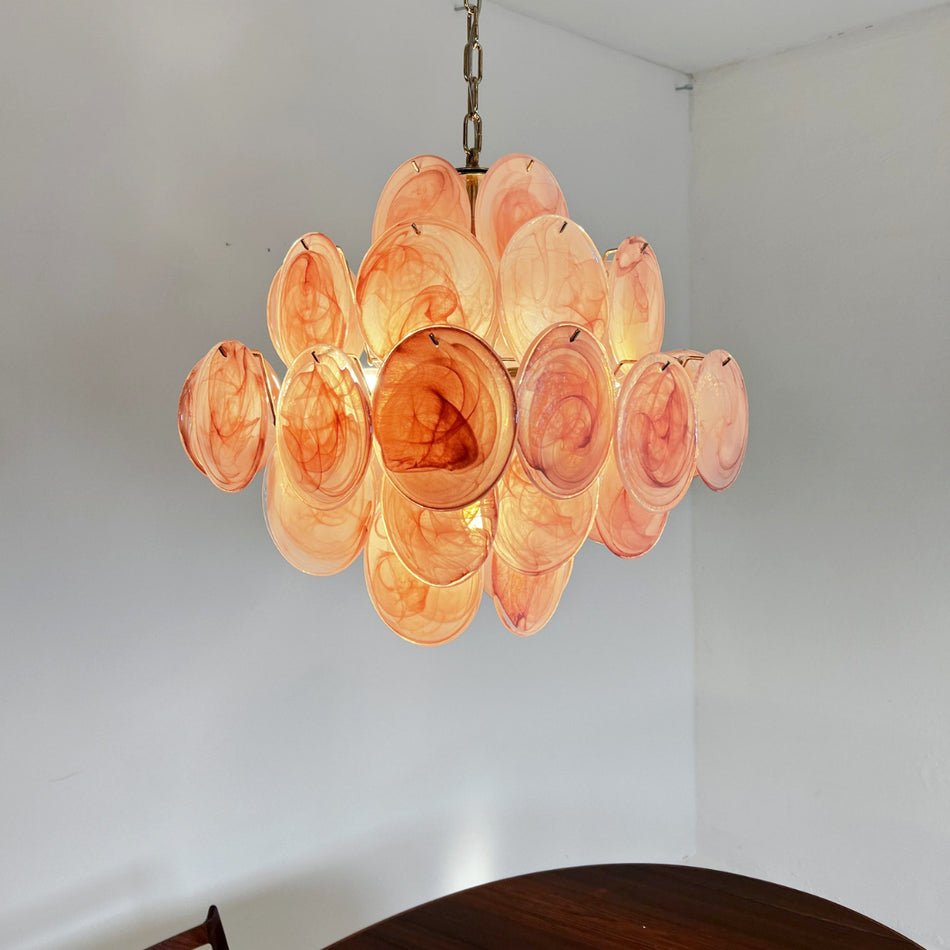 Aurora Chandelier Pink Disc Layered Artisanal - Neutralighting