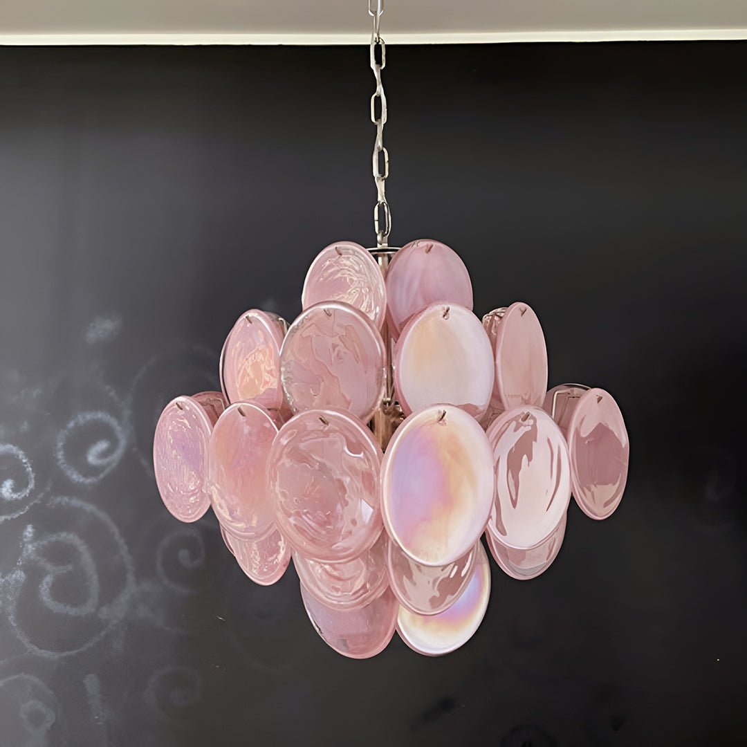 Aurora Chandelier Pink Disc Layered Artisanal - Neutralighting