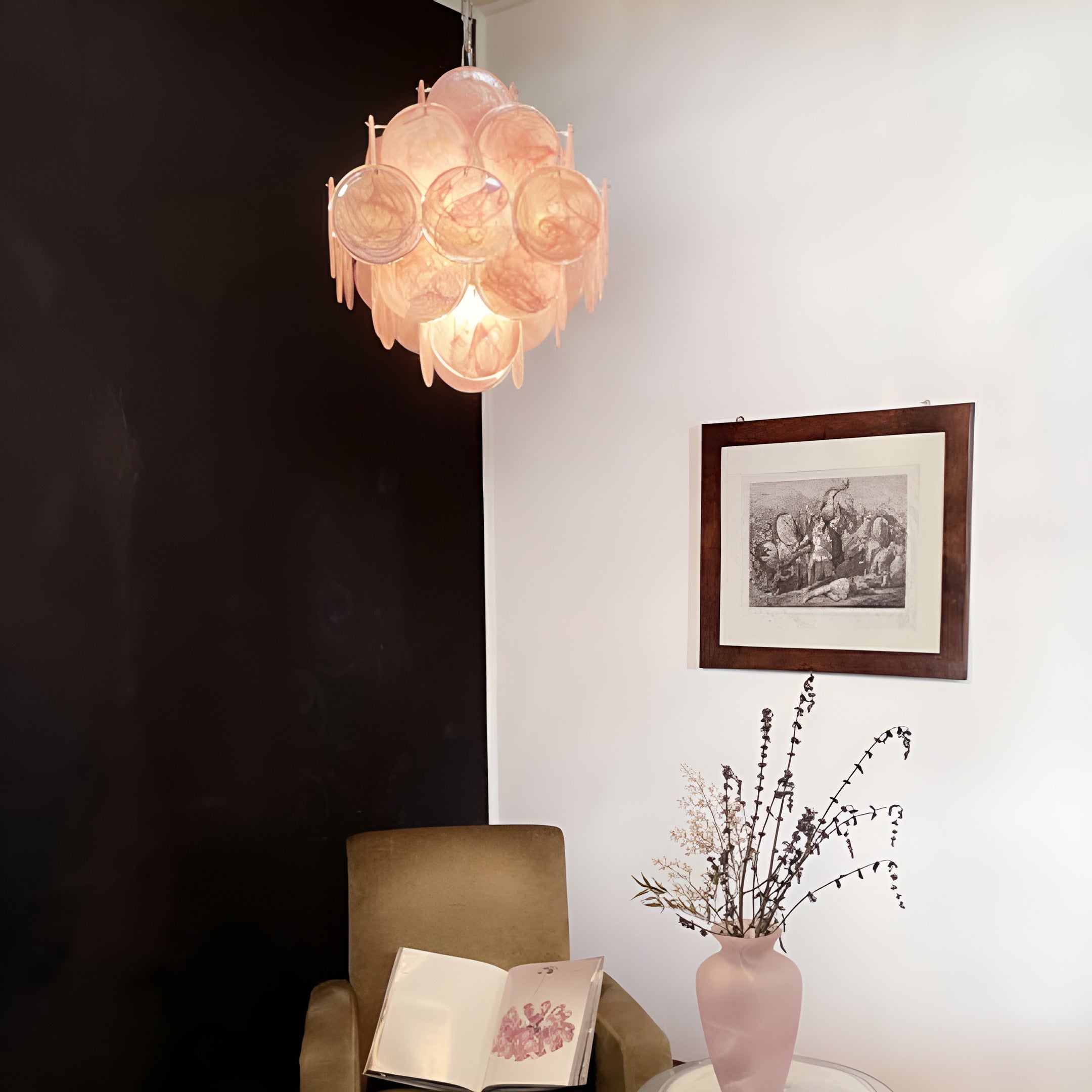 Aurora Chandelier Pink Disc Layered Artisanal - Neutralighting