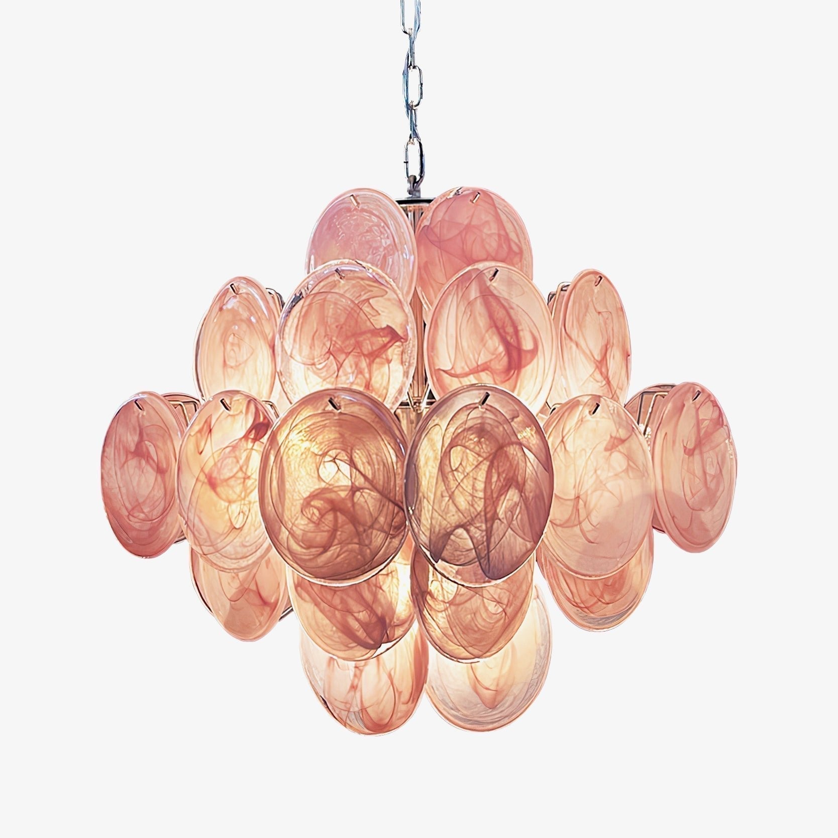 Aurora Chandelier Pink Disc Layered Artisanal - Neutralighting
