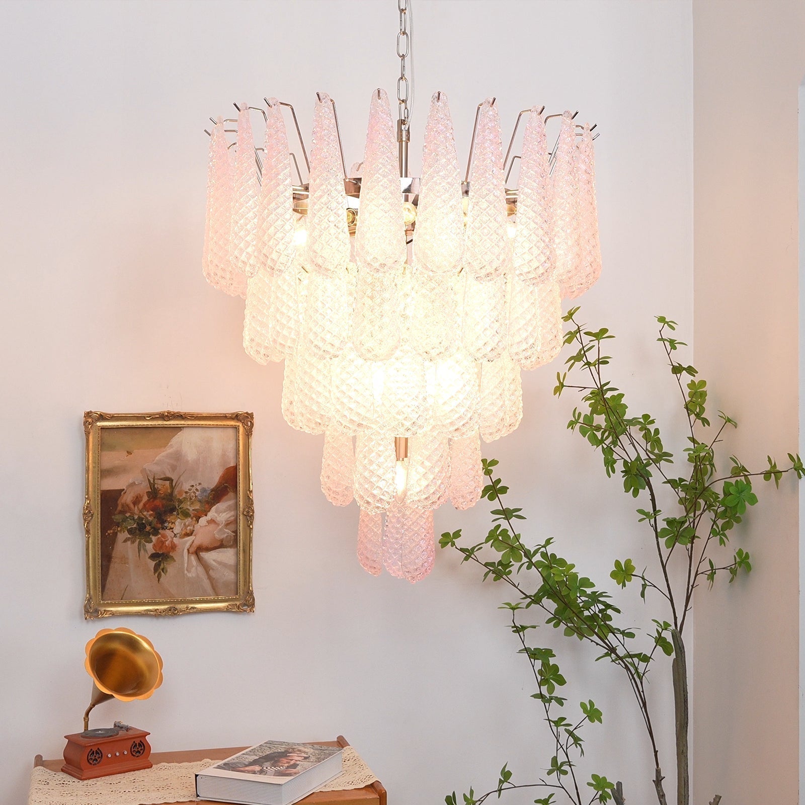 Aurora Chandelier Pink Dewdrop Cascading Romantic - Neutralighting