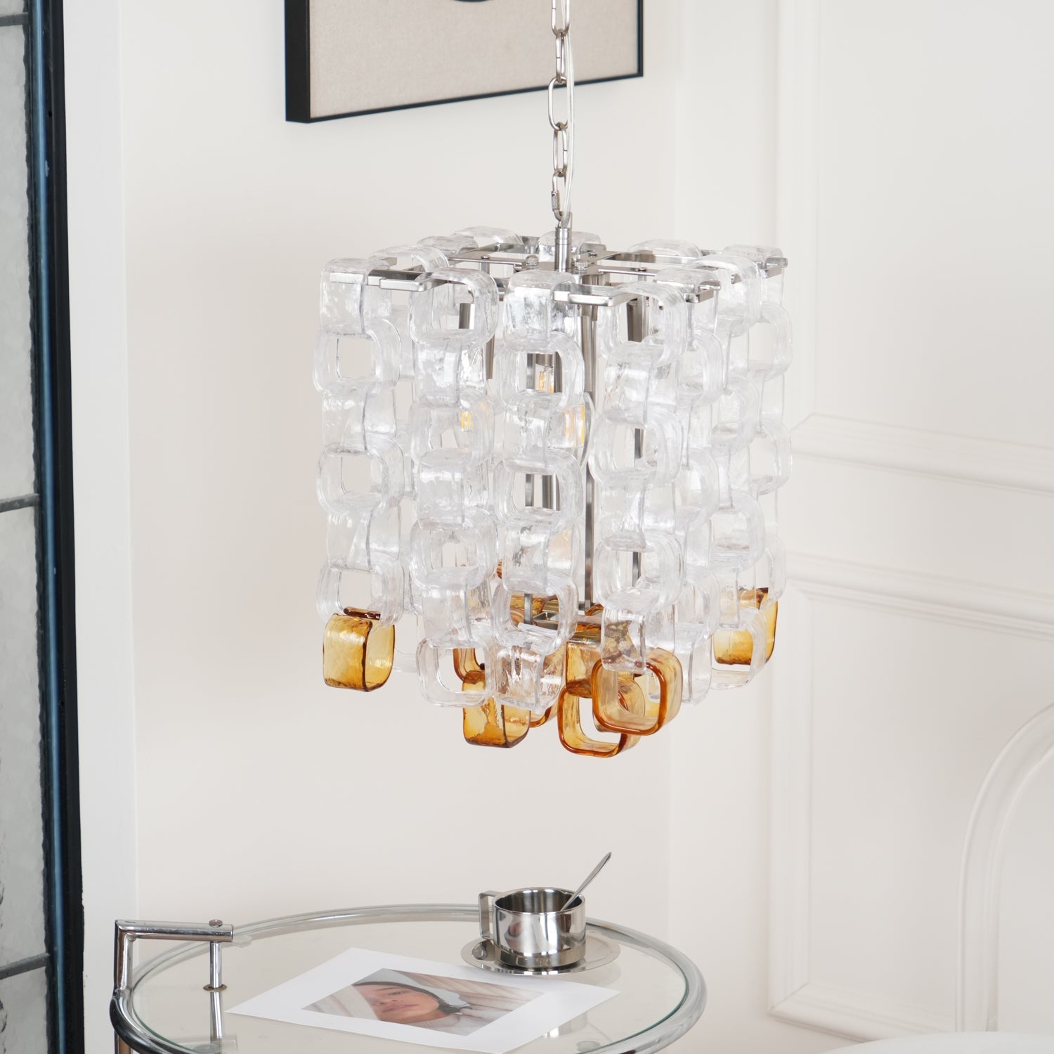 Aurora Chandelier Murano Glass Interlocking Geometric - Blowlighting
