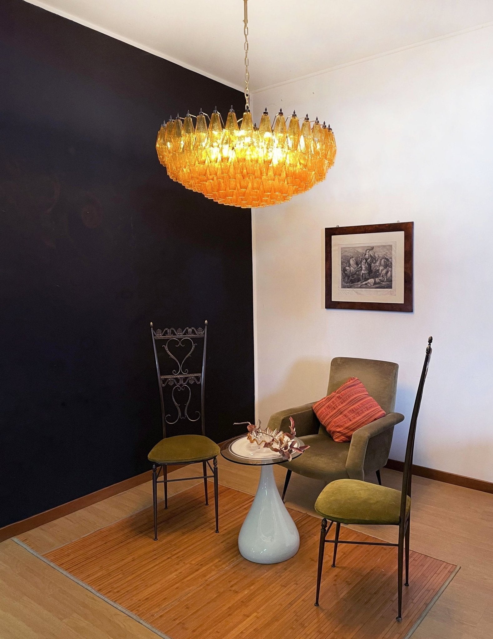 Murano Chandelier Amber Layered Oval - Blowlighting