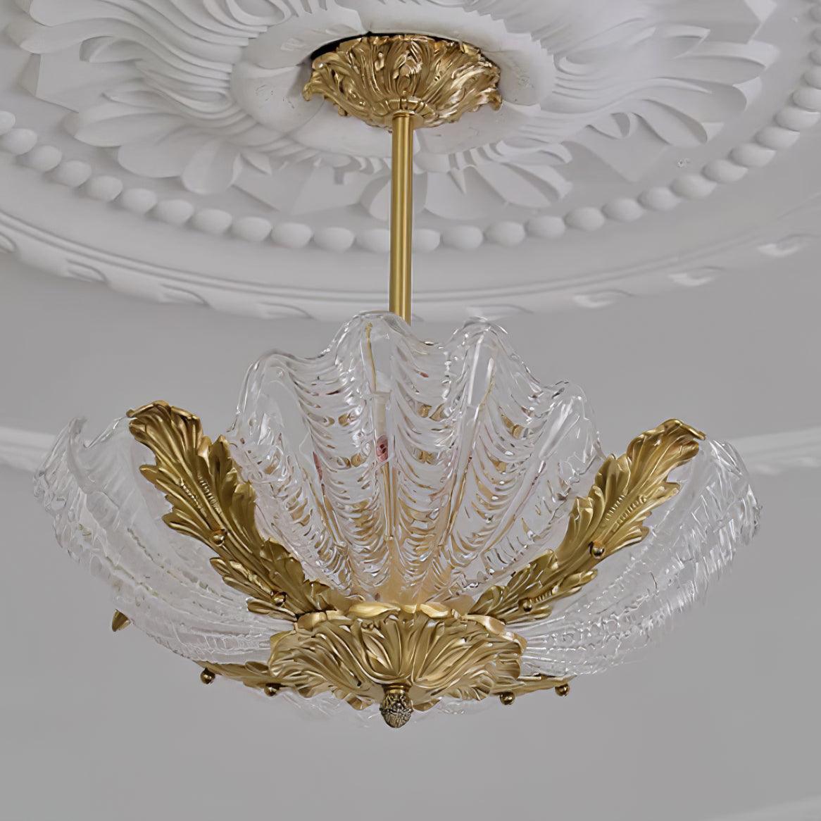 Pendant Lamp Pink Murano Shell with Brass Baroque - Letslighting