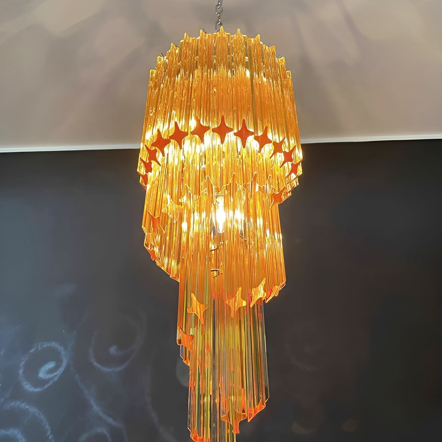Aurora Chandelier Spiral Pink Prism Tiered - Neutralighting