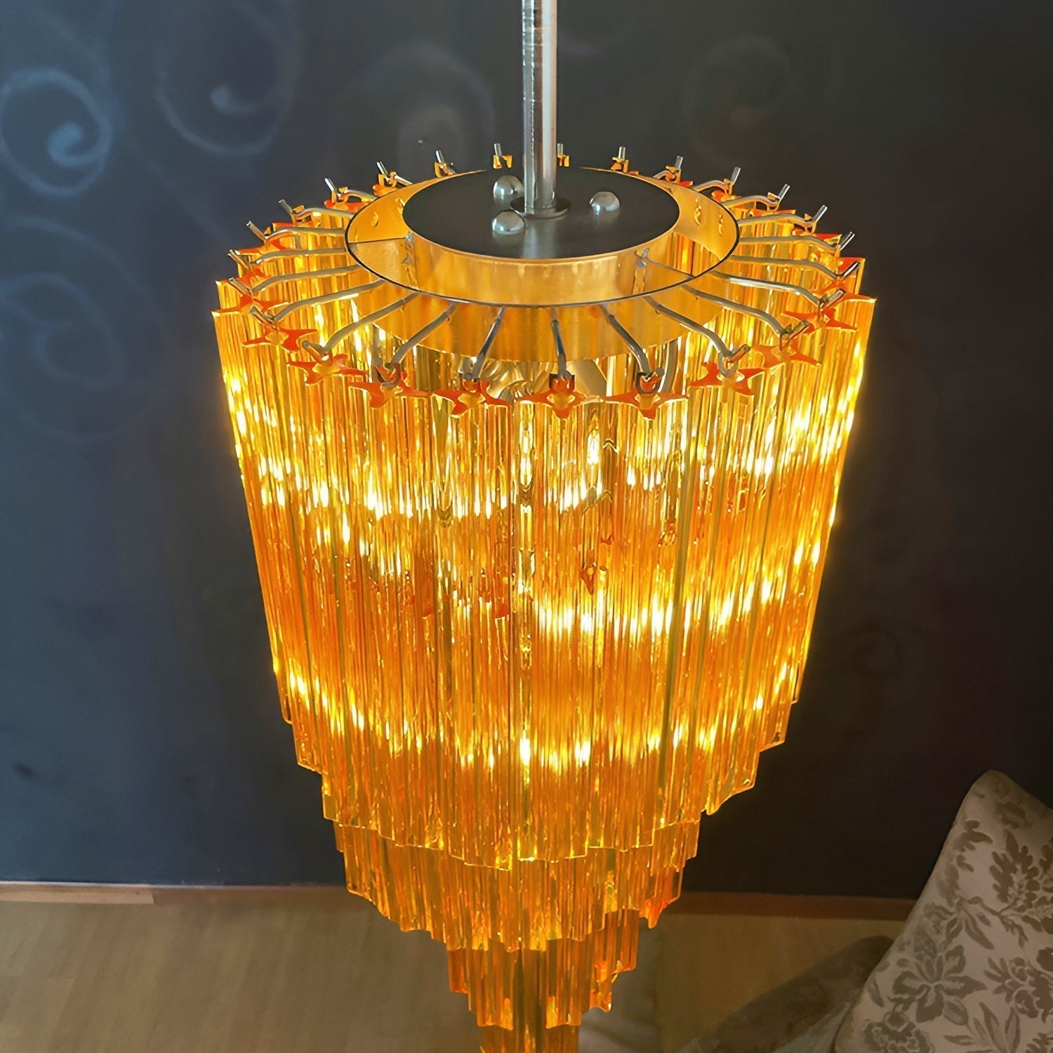 Aurora Chandelier Spiral Pink Prism Tiered - Neutralighting