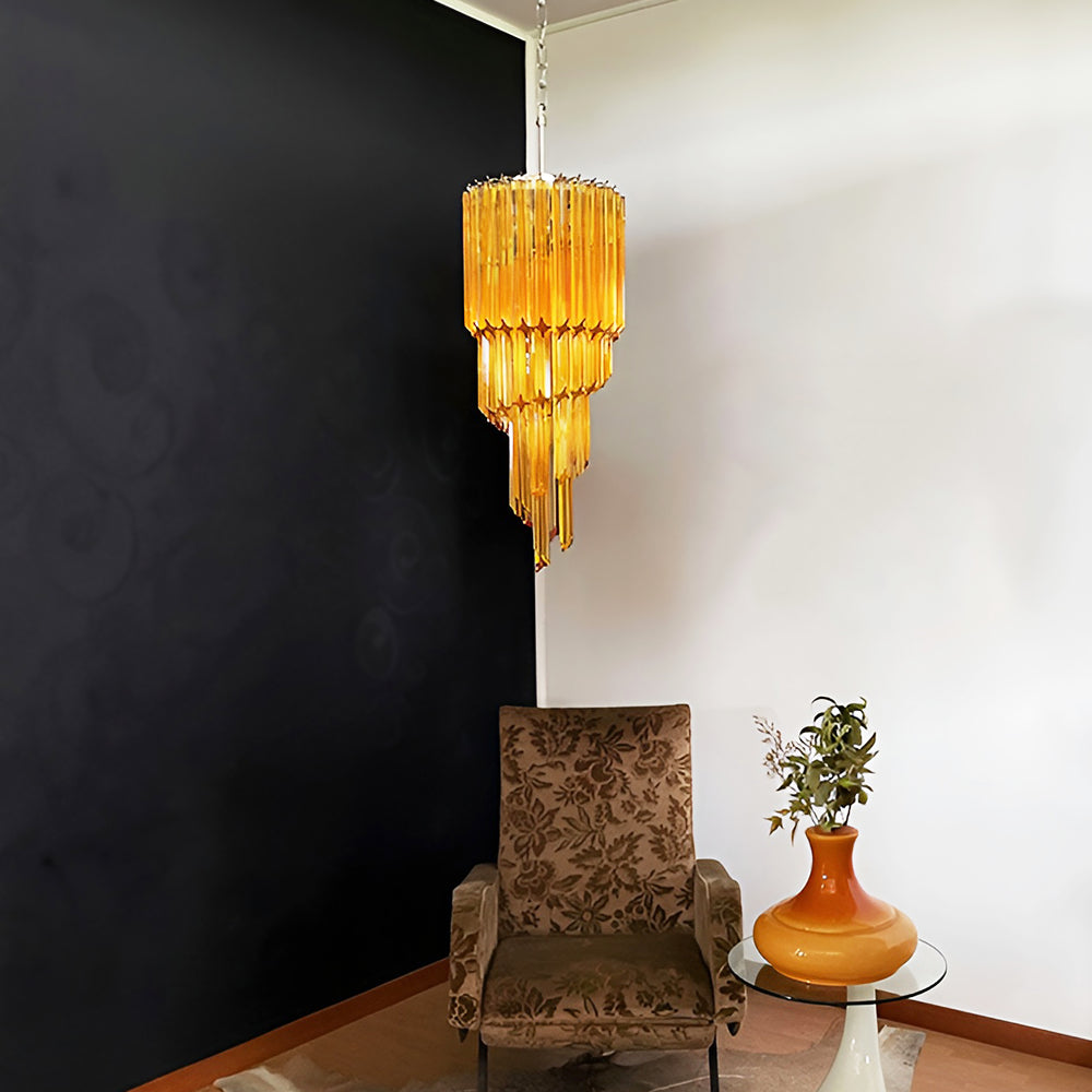Aurora Chandelier Spiral Pink Prism Tiered - Neutralighting