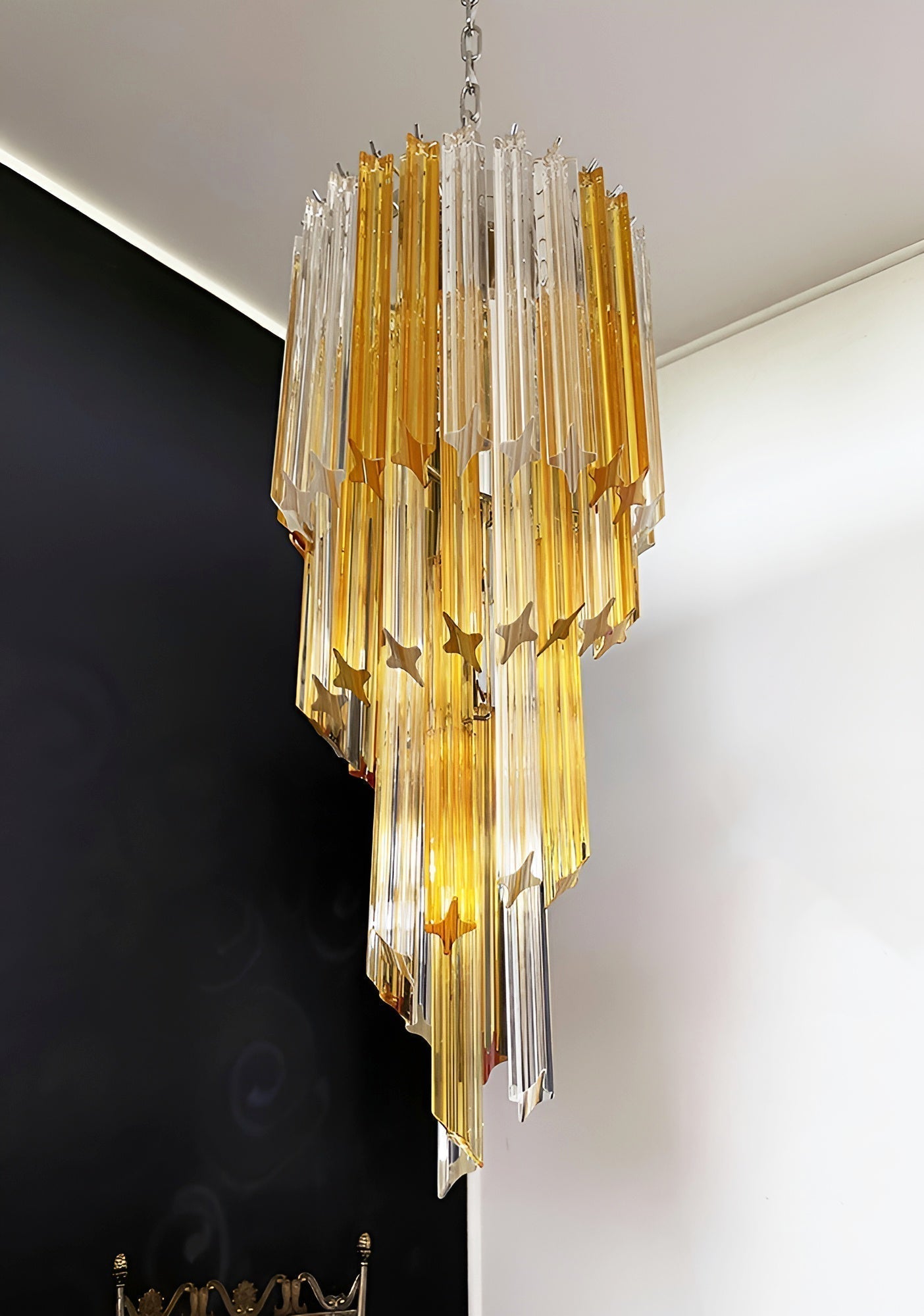 Aurora Chandelier Spiral Pink Prism Tiered - Neutralighting