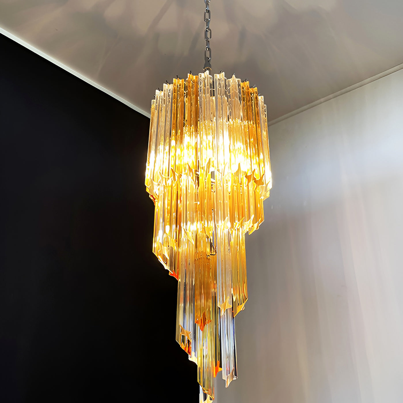 Aurora Chandelier Spiral Pink Prism Tiered - Neutralighting