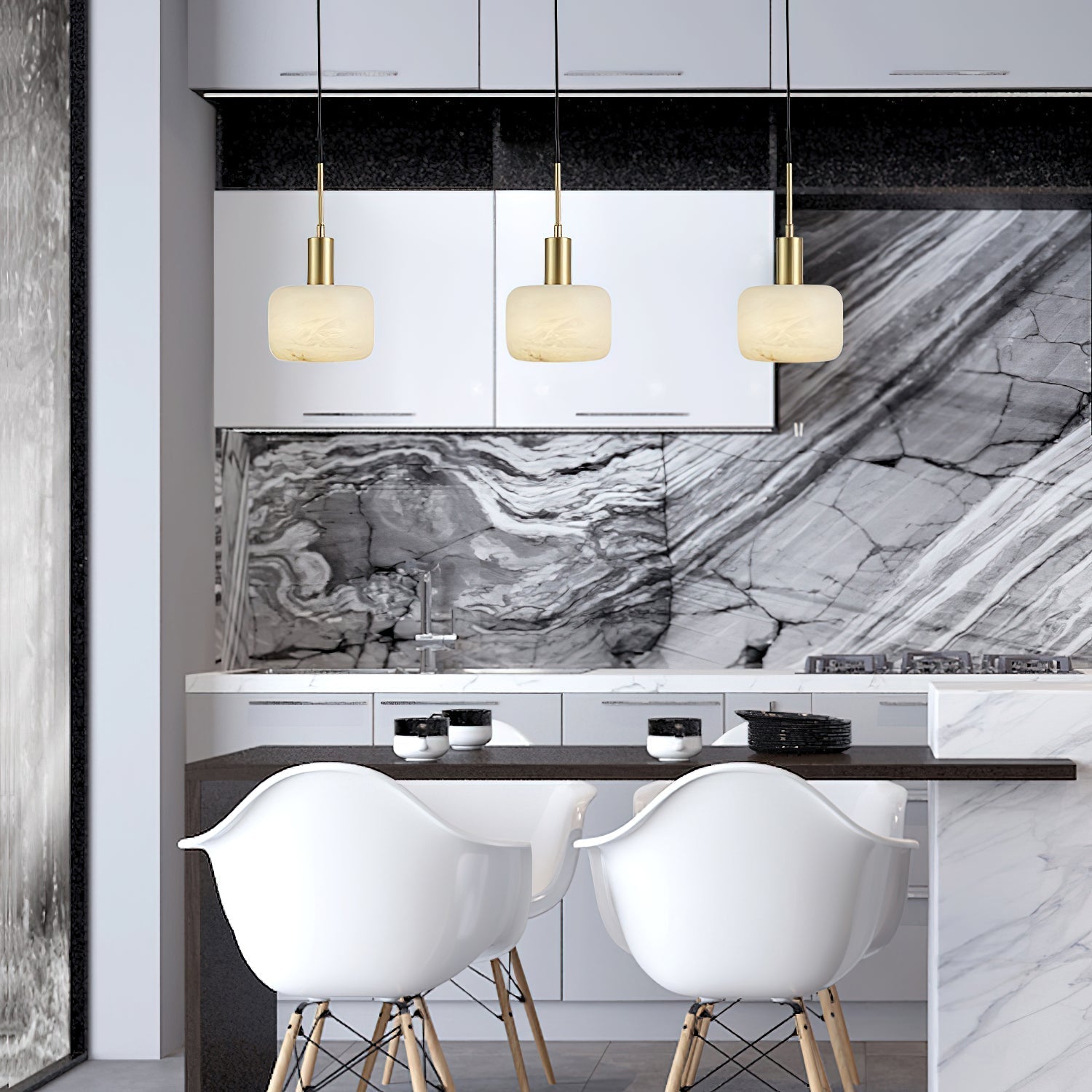 Eliriel Natural Small Alabaster Pendant Light - Lamp Copper