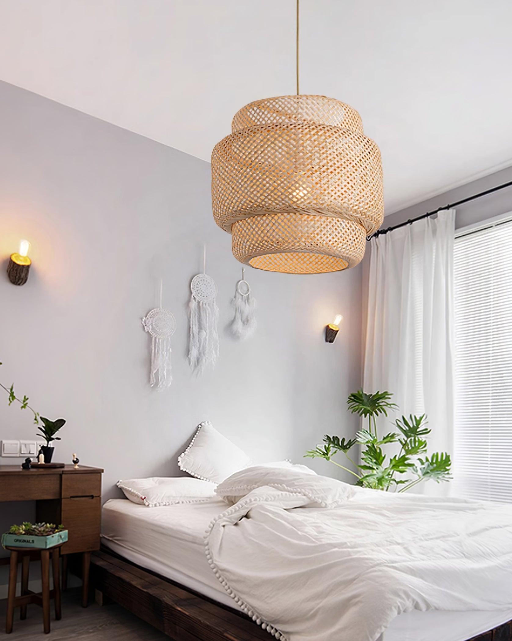 Pendant Lamp Double Layer Woven Bamboo Shade Organic Natural - Letslighting