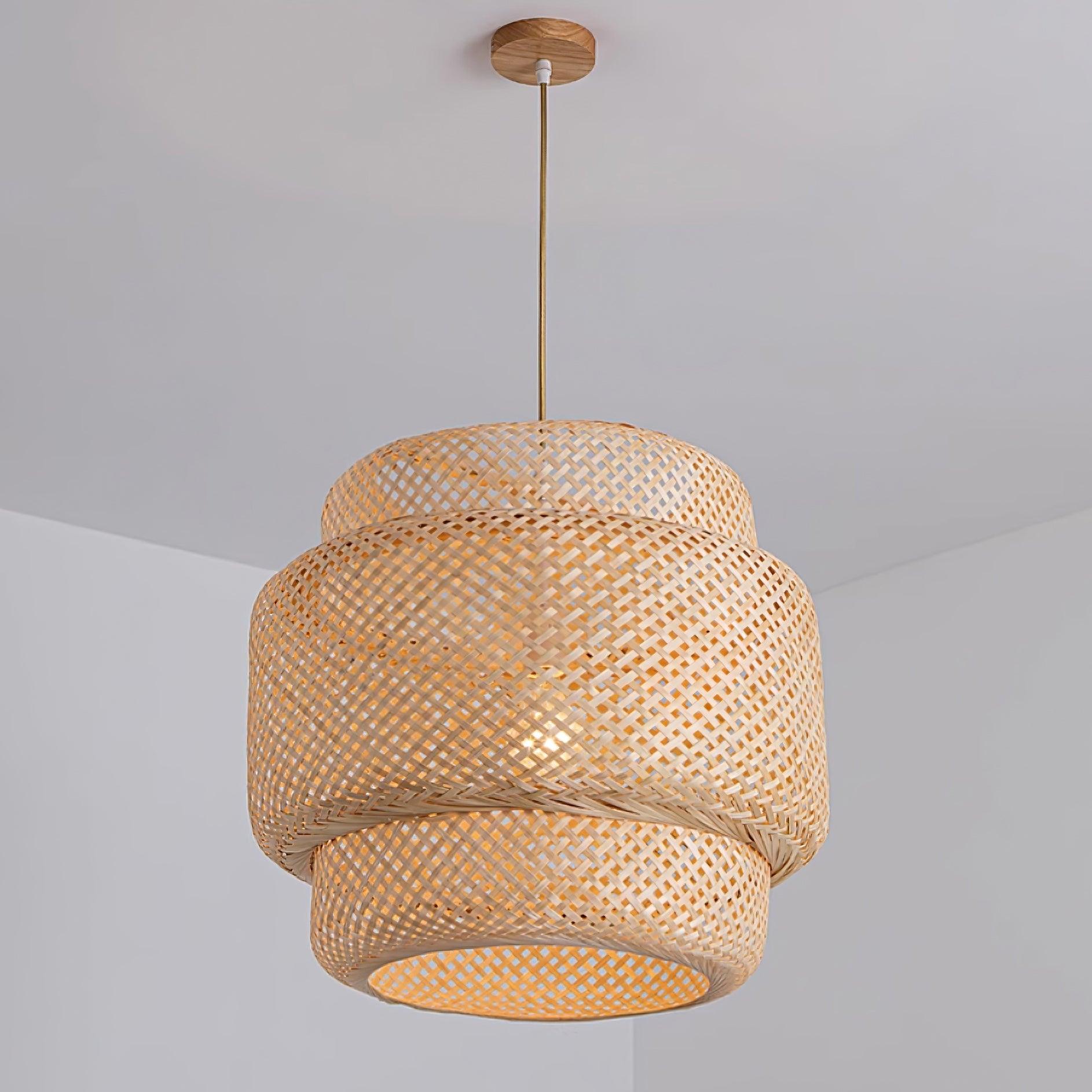 Pendant Lamp Double Layer Woven Bamboo Shade Organic Natural - Letslighting