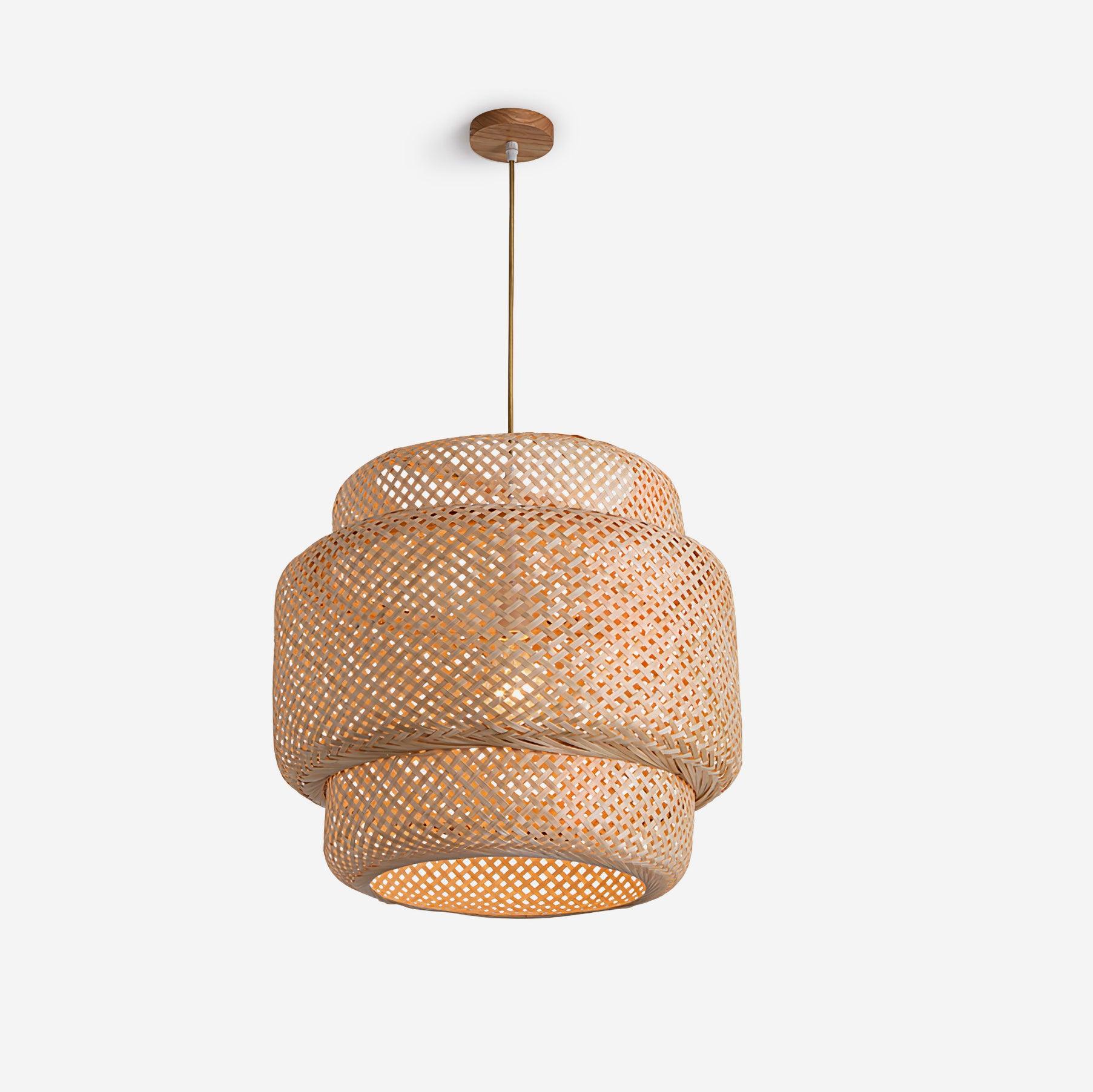 Pendant Lamp Double Layer Woven Bamboo Shade Organic Natural - Letslighting
