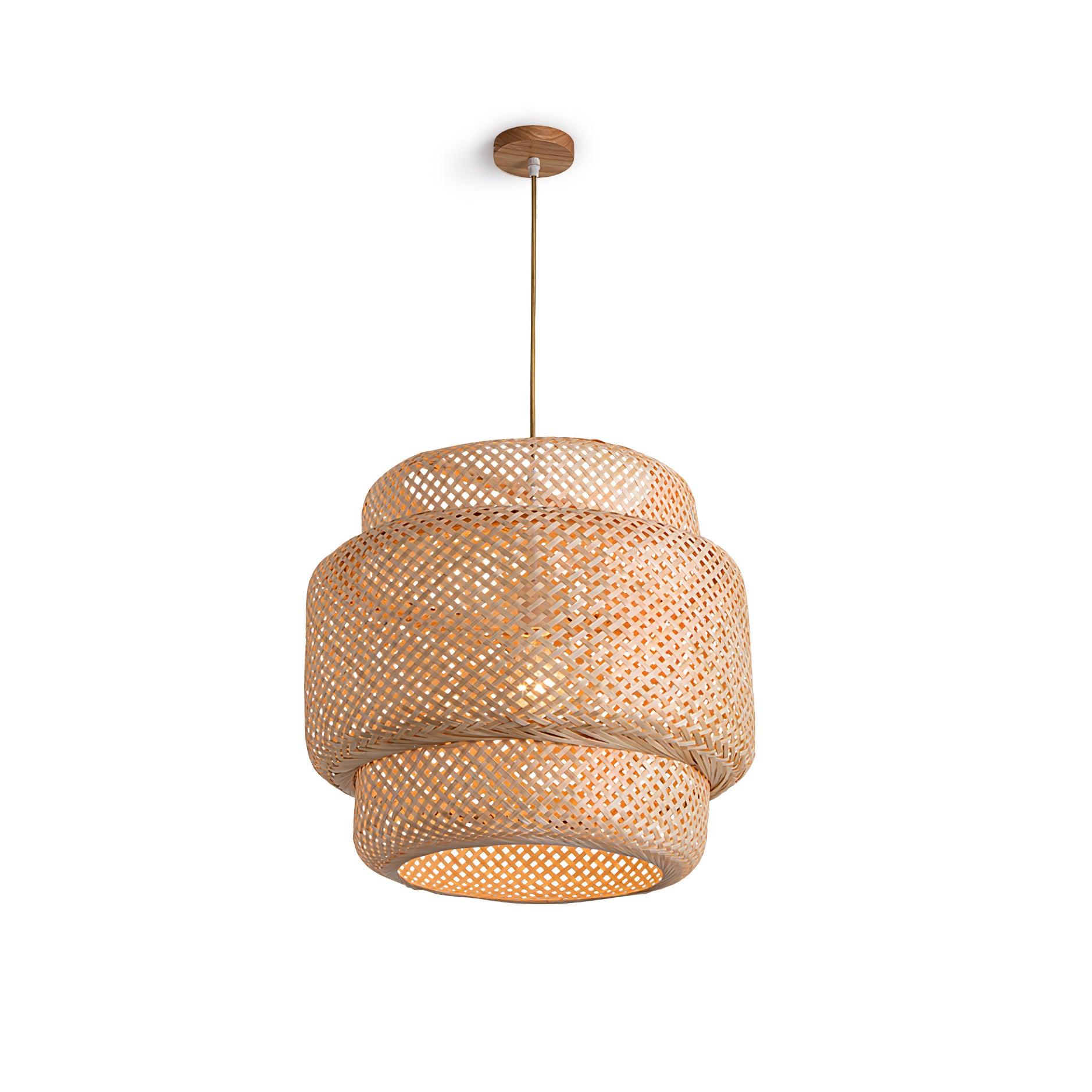 Pendant Lamp Double Layer Woven Bamboo Shade Organic Natural - Letslighting