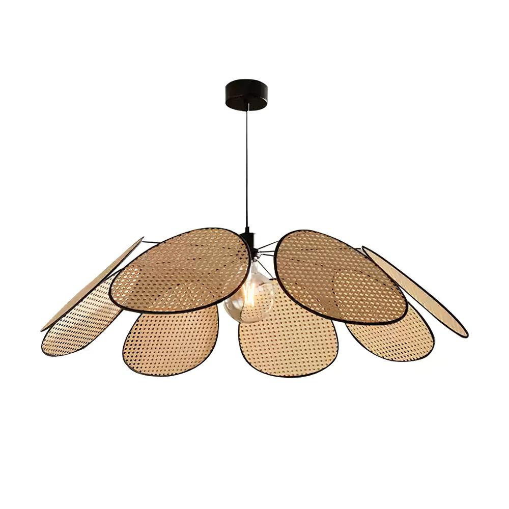 Chandelier with Rattan Petals and Metal Frame Ambient Bohemian - Letslighting