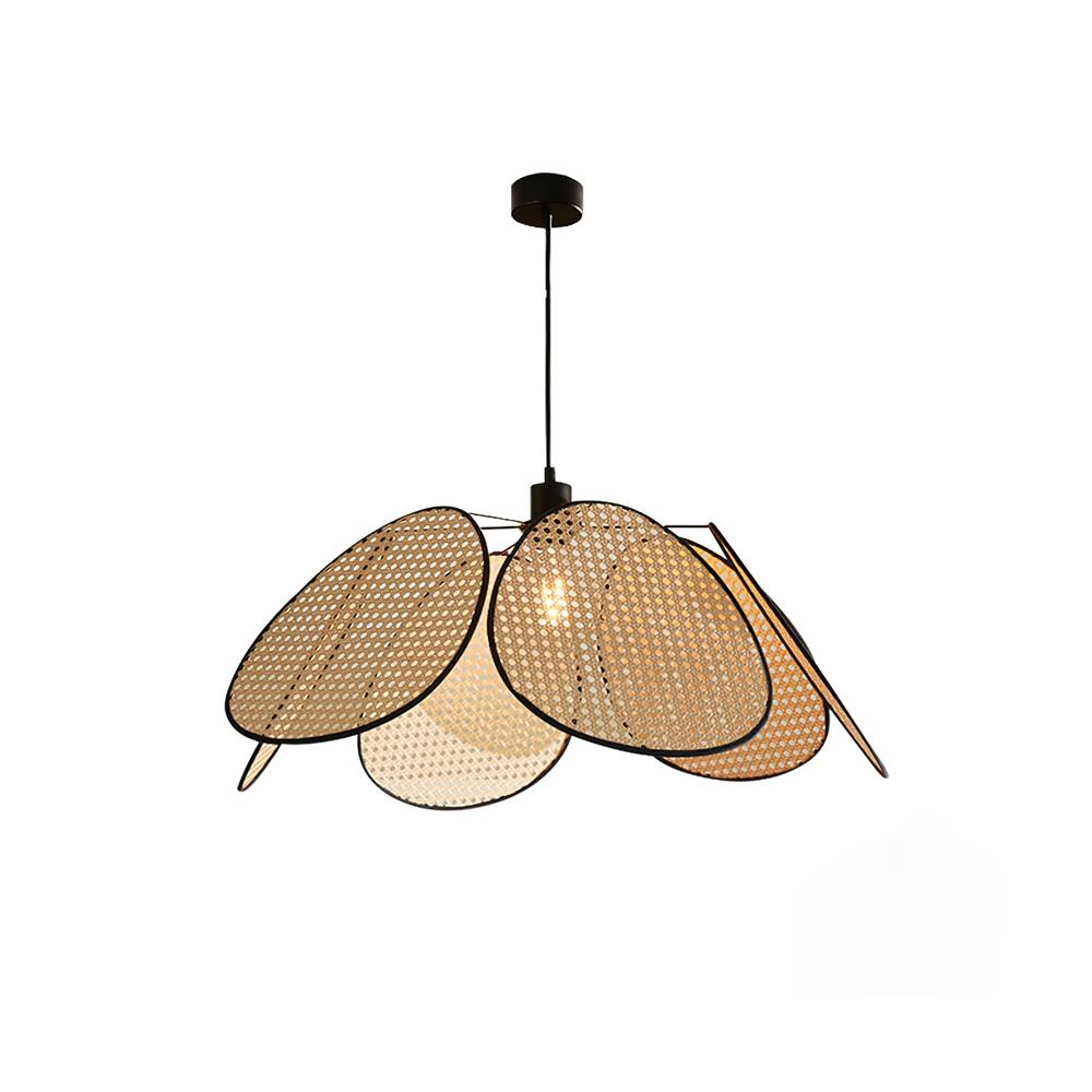 Chandelier with Rattan Petals and Metal Frame Ambient Bohemian - Letslighting