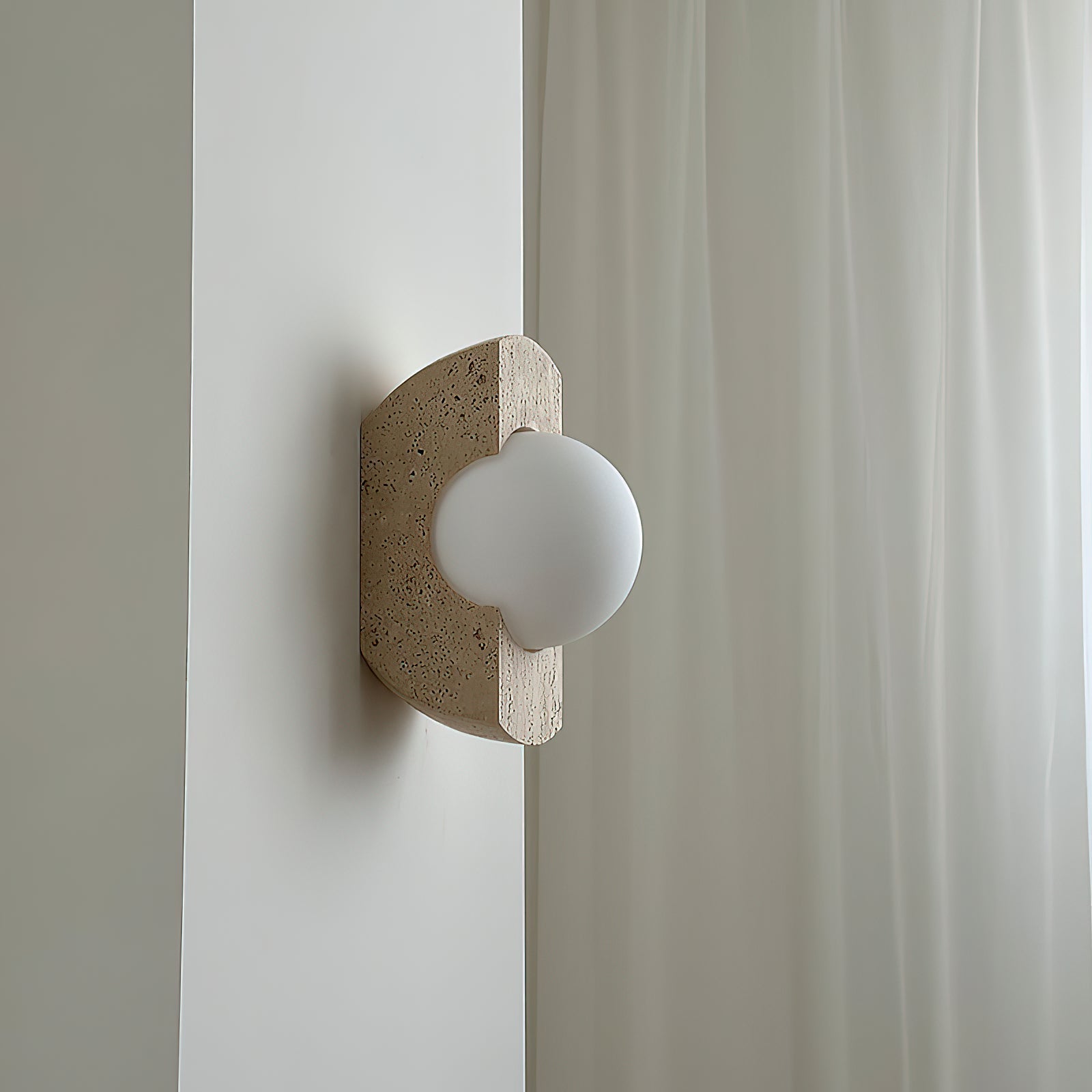 Umaris Modern Minimalist Travertine Glass Wall Lamp - Lamp Copper