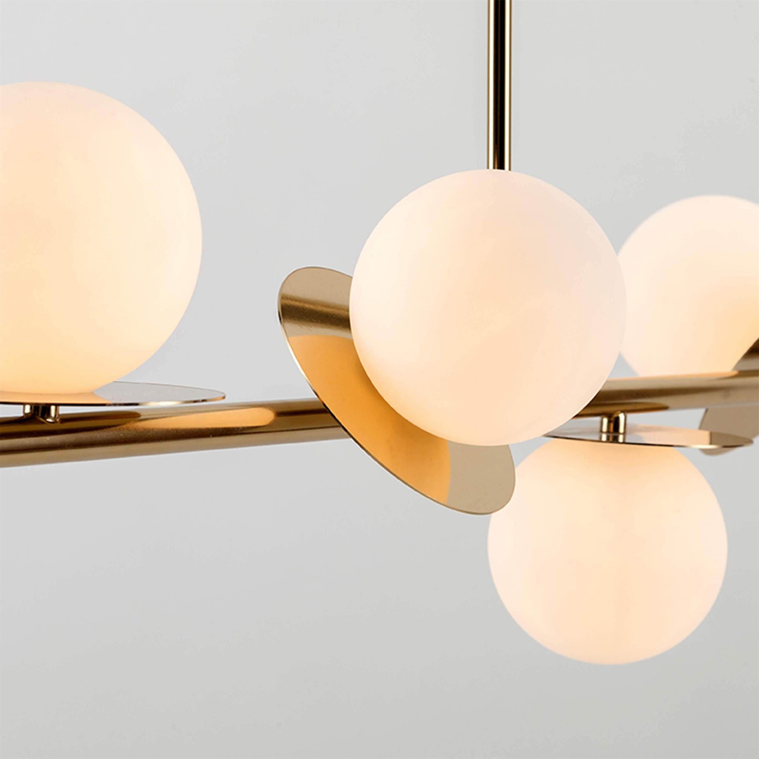 Evvararis Modern Minimalist Brass Glass Chandelier - Lamp Copper