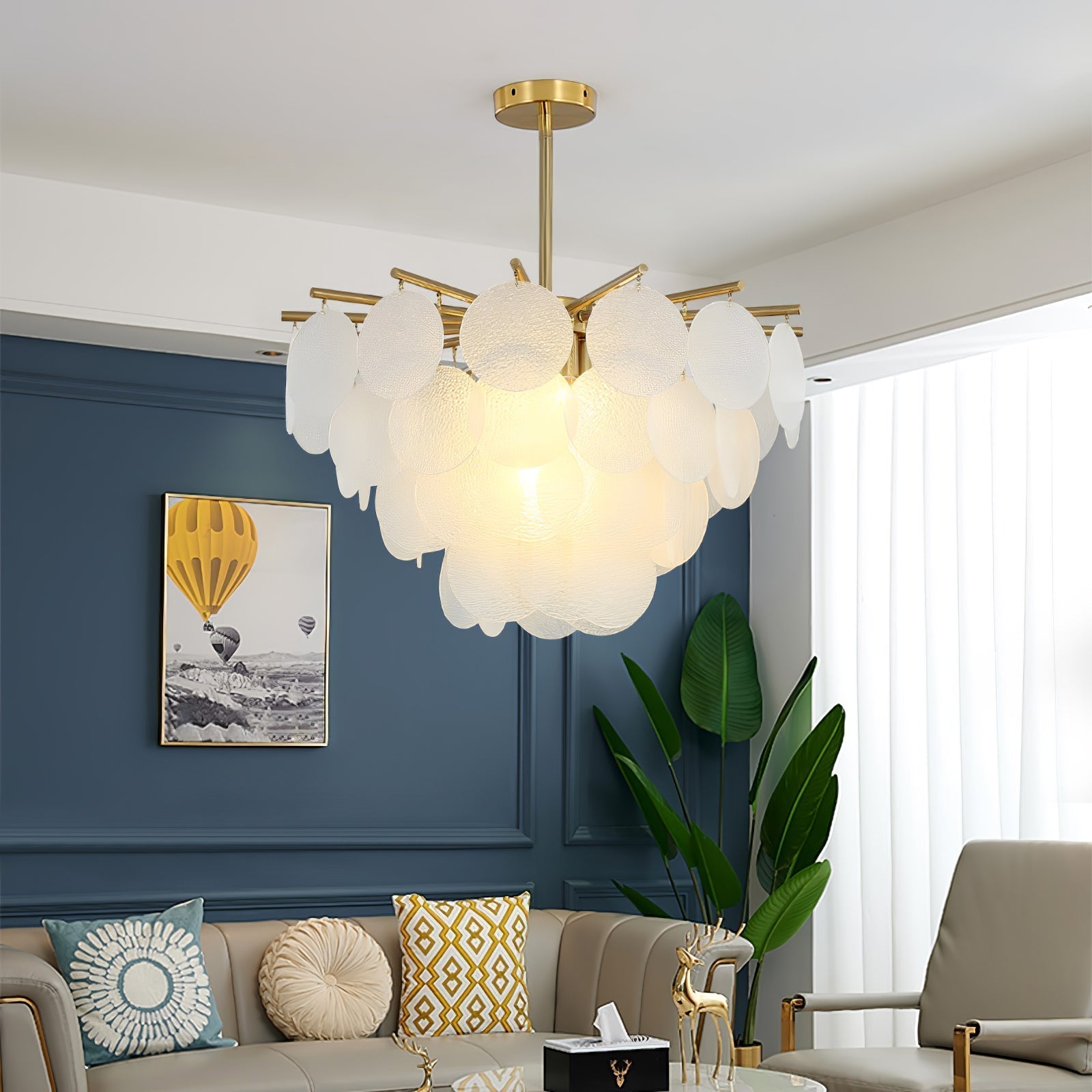 Solara Chandelier Nimbus Glass Droplets - Letslighting