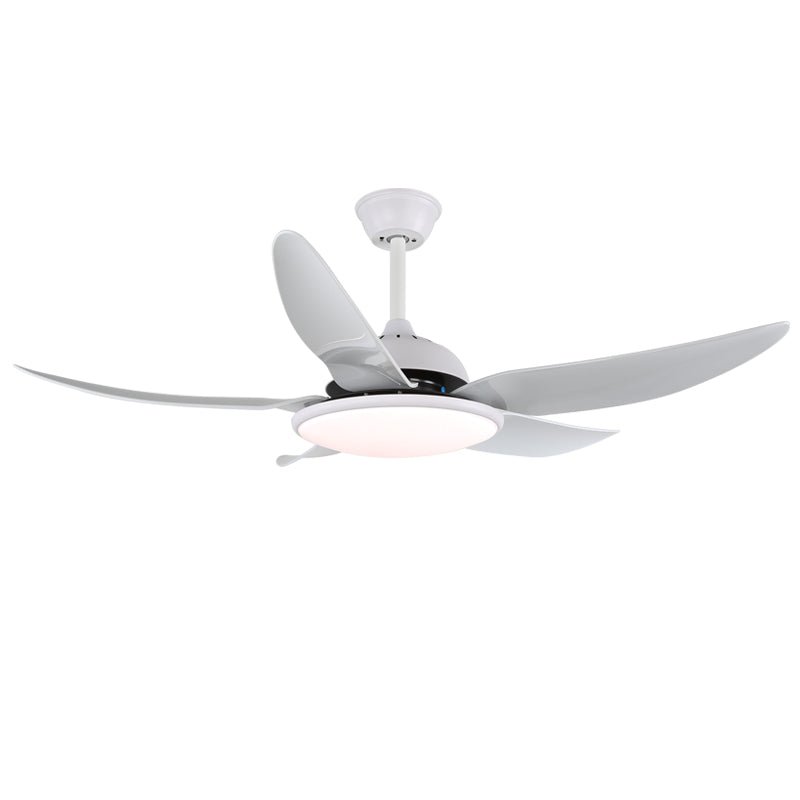 Primo piano del diffusore in acrilico del Ventilatore da Soffitto Moderno Aquila con Luce
