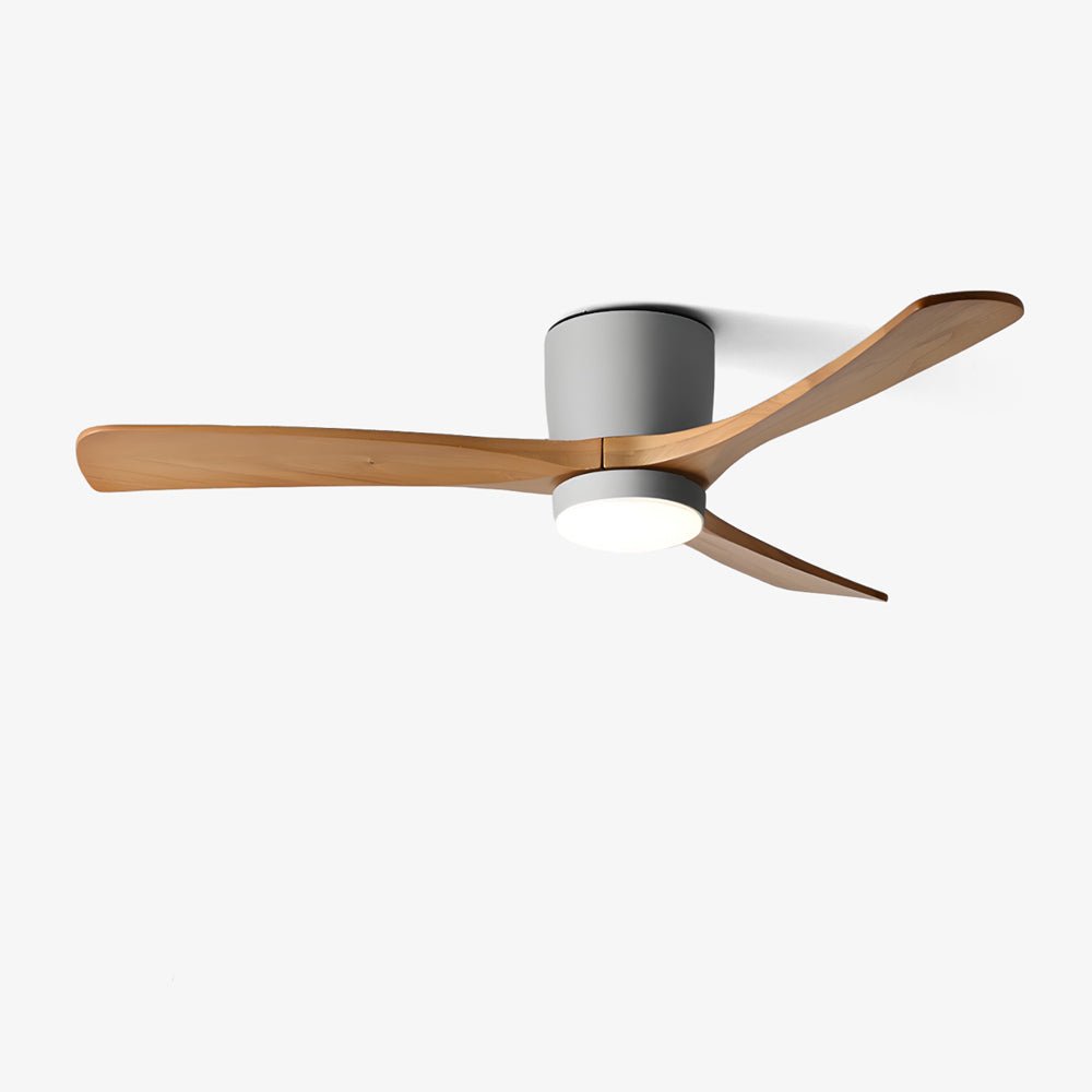 Ventilatore da soffitto con luce in legno Nordico Ezra con pale in legno di sicomoro