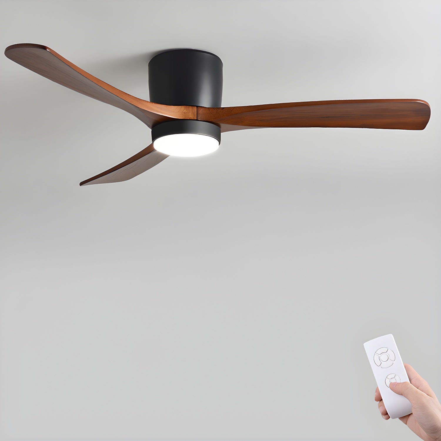 Ventilatore da Soffitto Moderno in Legno Elena con Luce
