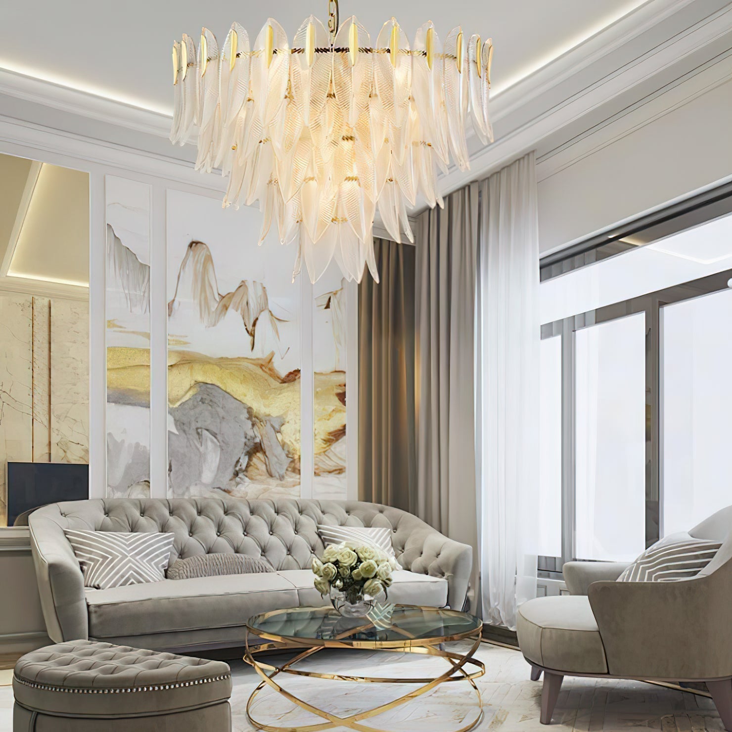 Ivthayra Postmodern Luxury Brass Glass Chandelier - Lamp Copper