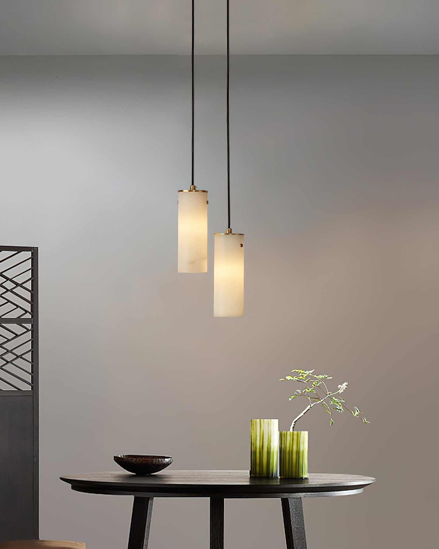 Lyvina Modern Minimalist Vertical Alabaster Pendant Light - Lamp Copper