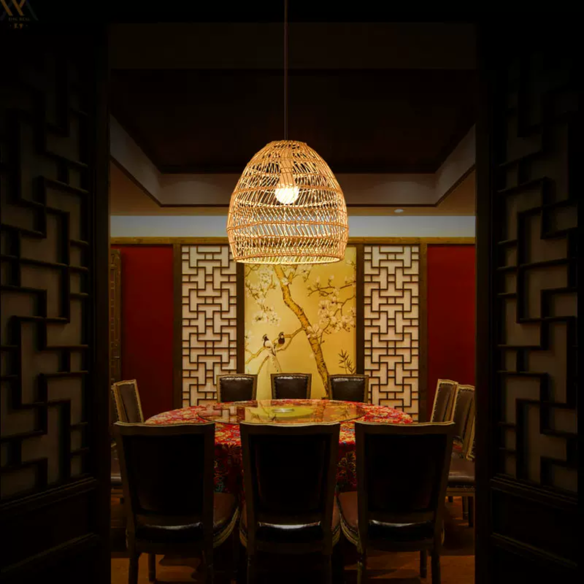 Muto Lampada a Sospensione LED di Design Retrò Nero/Legno per Soggiorno/Studio