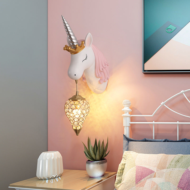 Arisha Design LED Decorativo Rosa Blu Unicorno Applique Camera da Letto