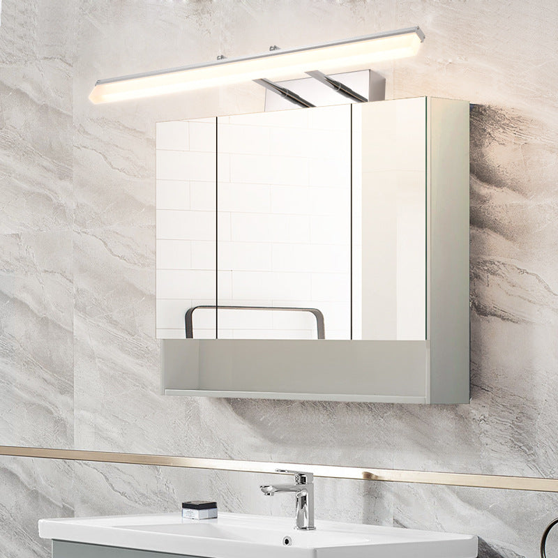 Arisha Minimalismo LED Applique Rettangolo Lineare Specchio Metallo Anteriore Nero/Argento Bagno