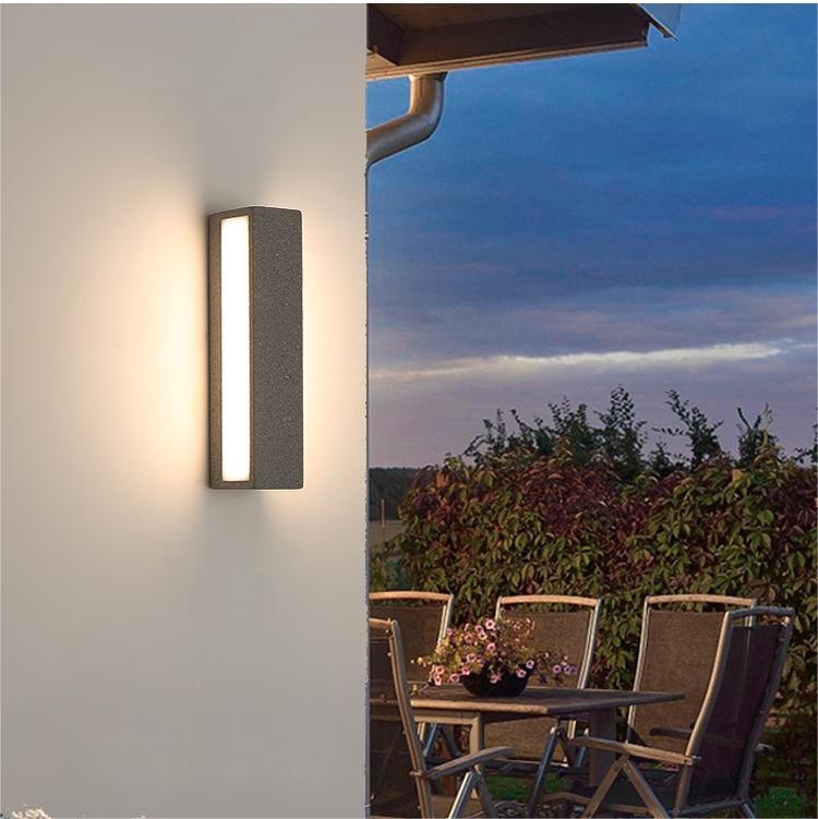 Ray Semplice Rettangolare LED Applique da Esterni Nero/Bianco Metallo Acrilico Giardino