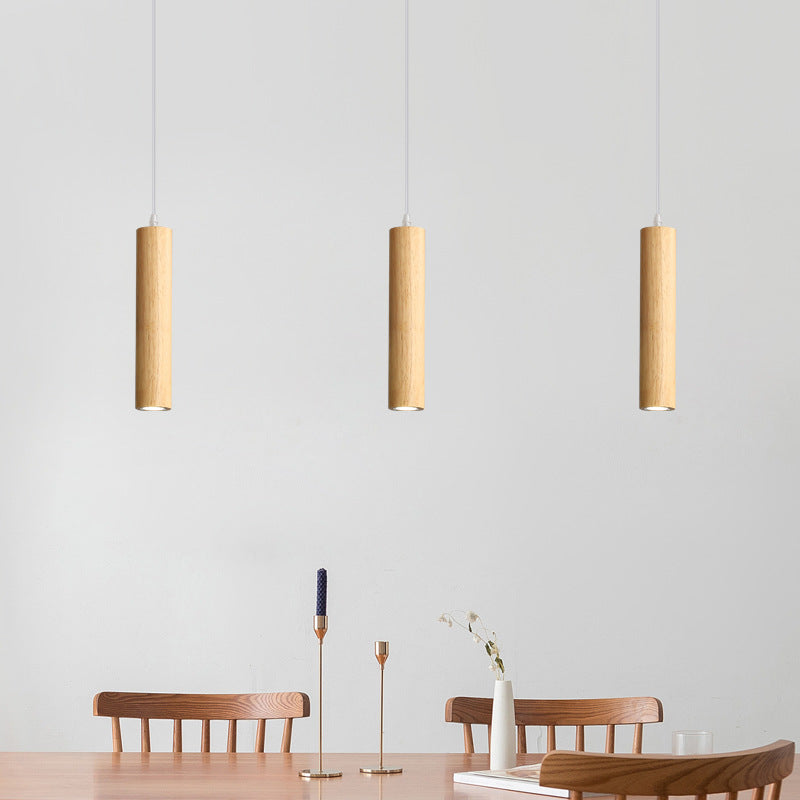 Muto Minimalismo LED Lampade a Sospensione Cilindrico/Legno Camera da Letto/Cucina