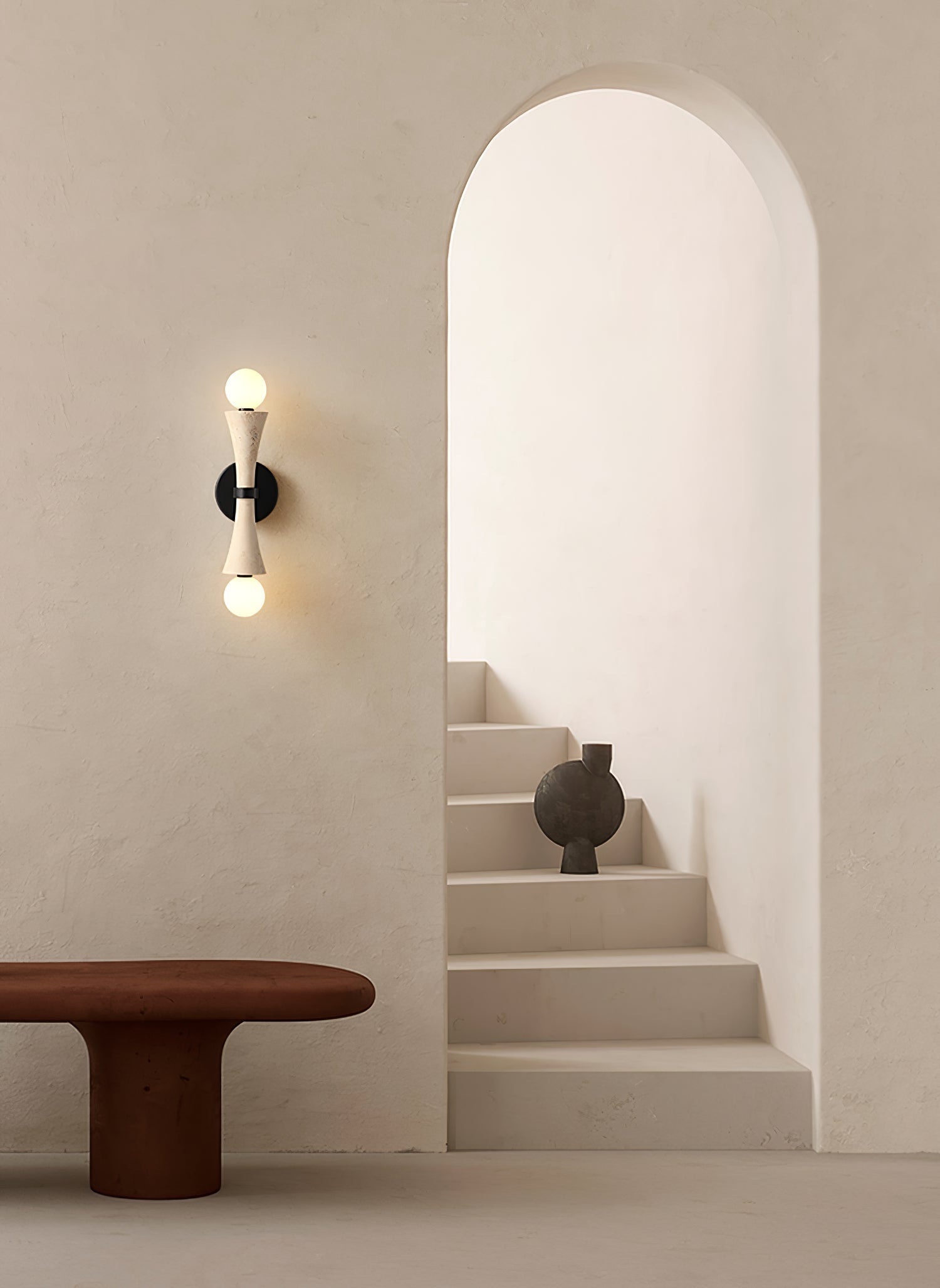 Oloriel Sculptural Travertine Wall Light - Neutralighting