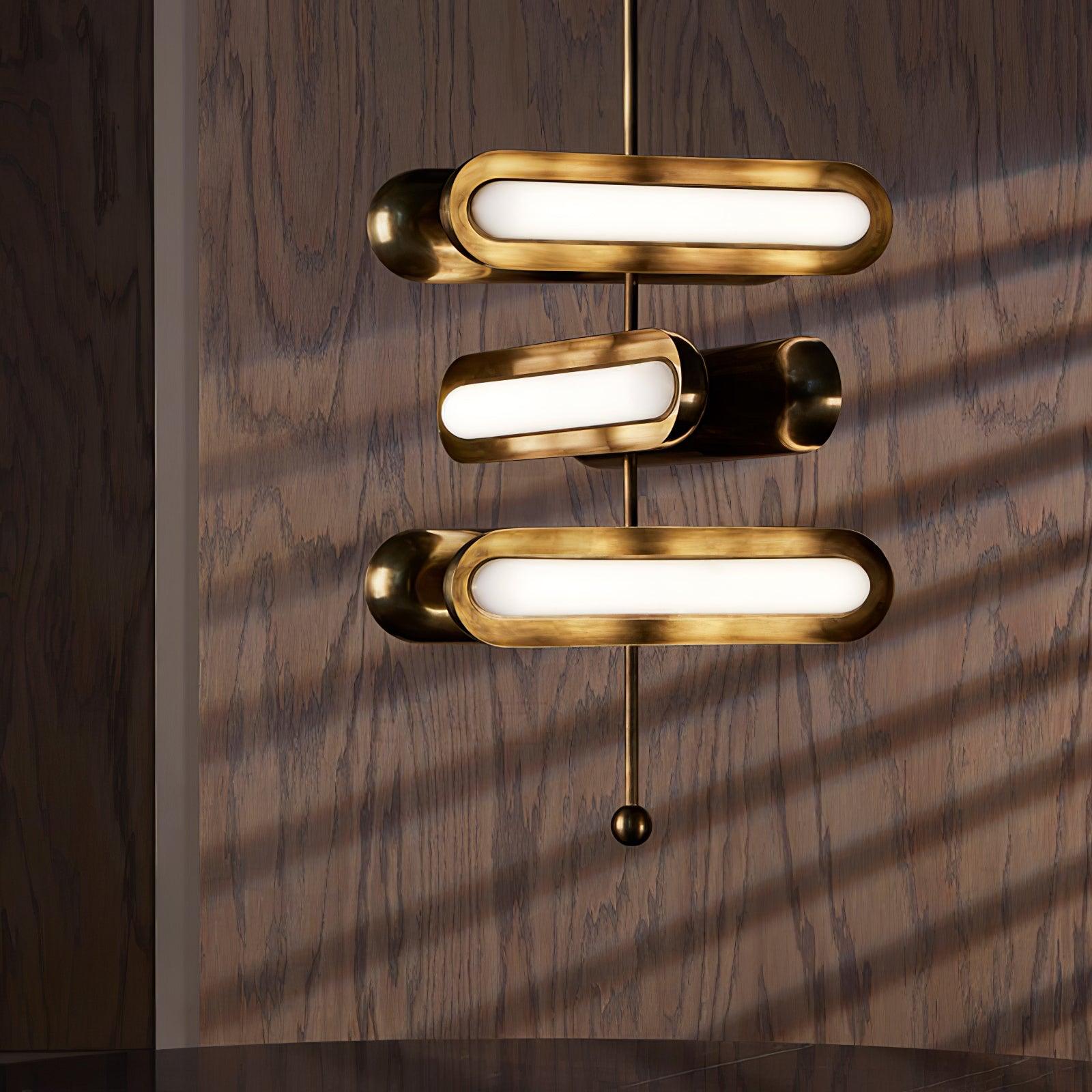 Lyvinaris Geometric Brass Linear Pendant Light - Blowlighting