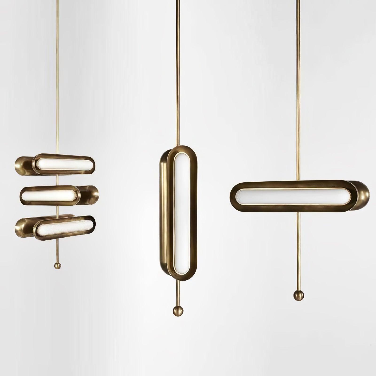 Lyvinaris Geometric Brass Linear Pendant Light - Blowlighting