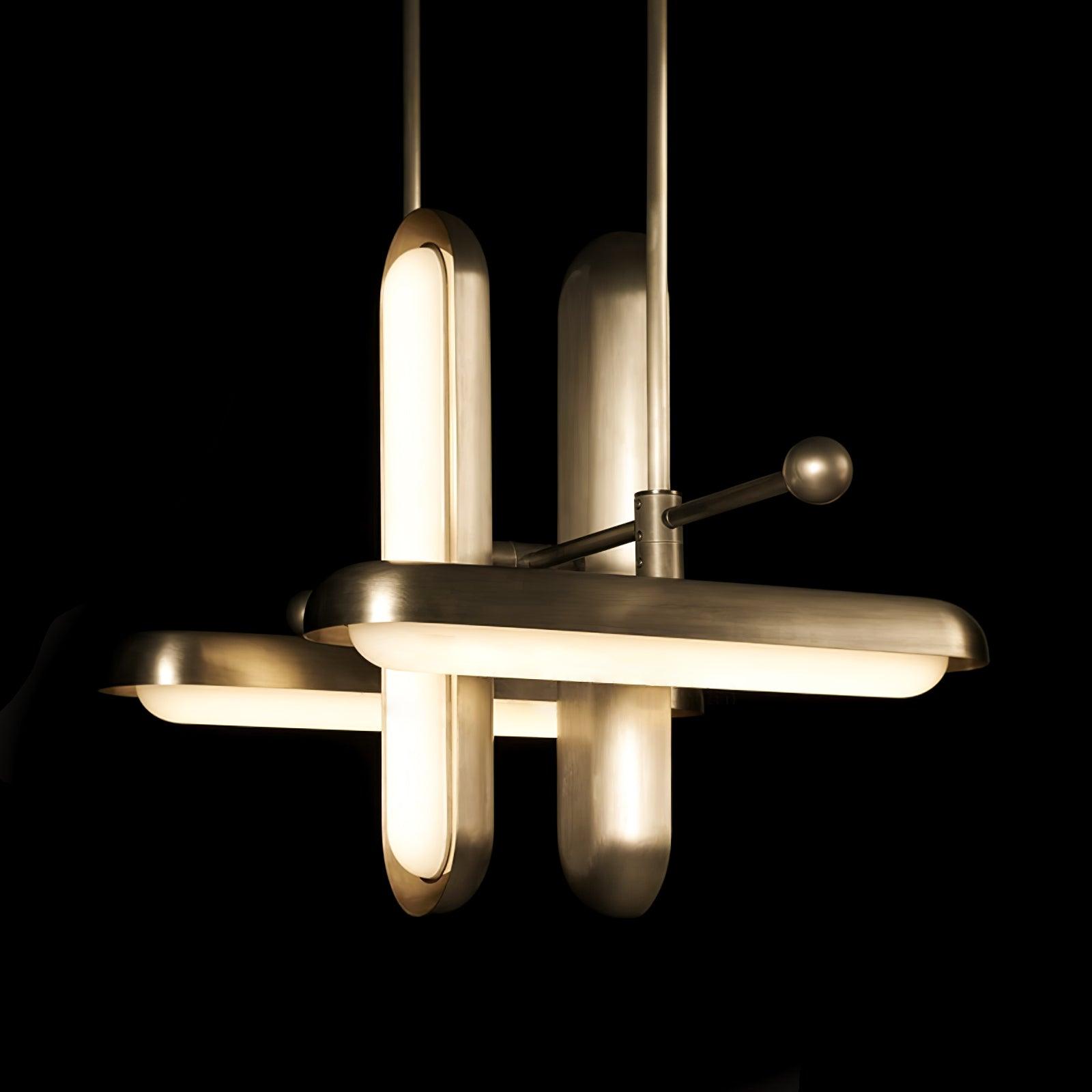 Lyvinaris Geometric Brass Linear Pendant Light - Blowlighting