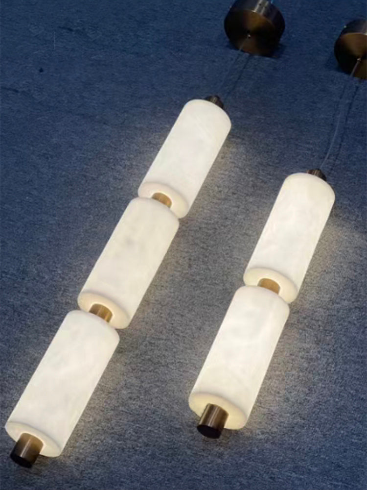 Zovarion Modern Minimalist Cluster Alabaster Pendant Light - Lamp Copper