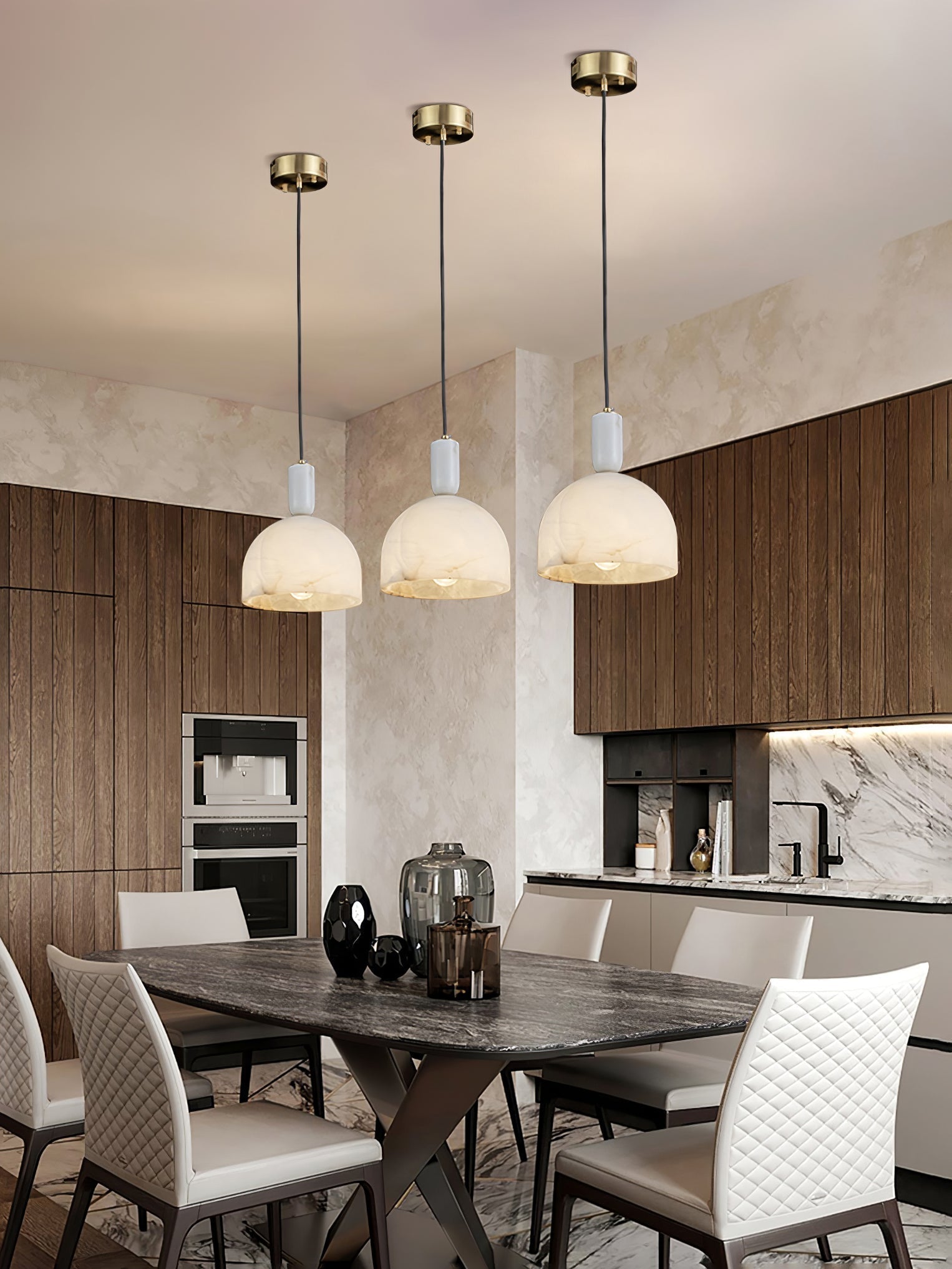 Ulcaris Modern Minimalist Alabaster Pendnat Light - Lamp Copper