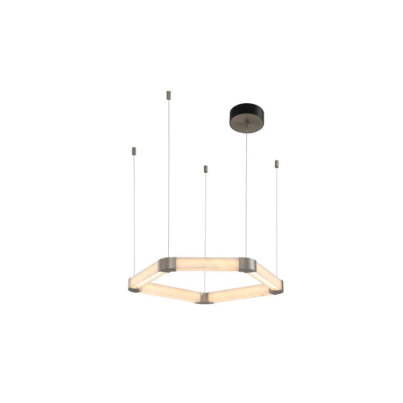 Celaeisra Unique Single Ring Alabaster Chandelier - Lamp Copper