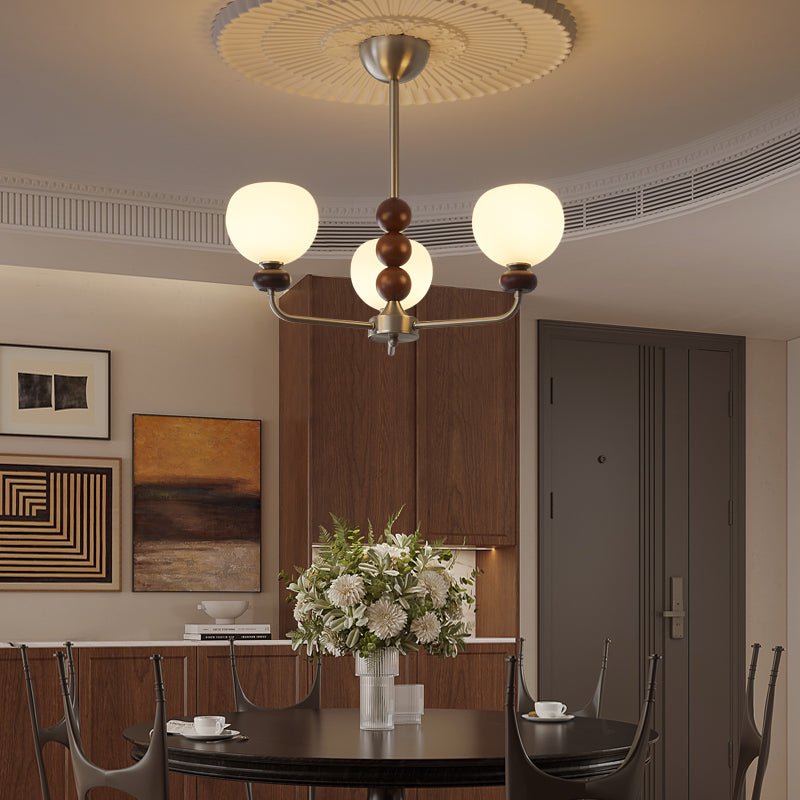Orb Walnut Chandelier - Blowlighting