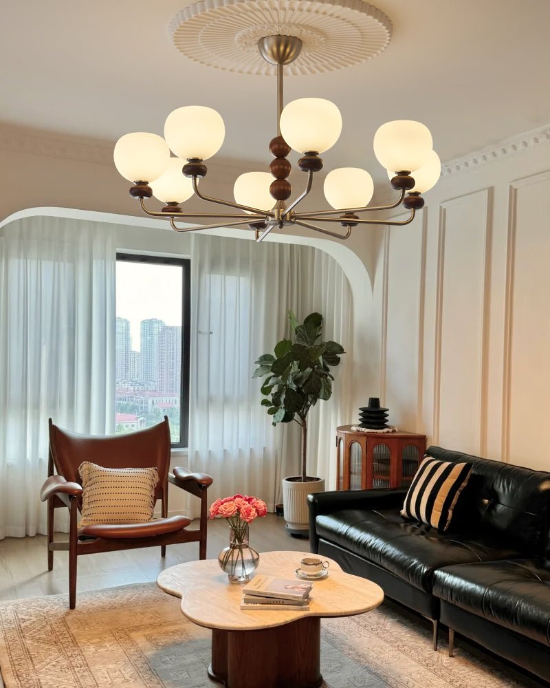Orb Walnut Chandelier - Blowlighting