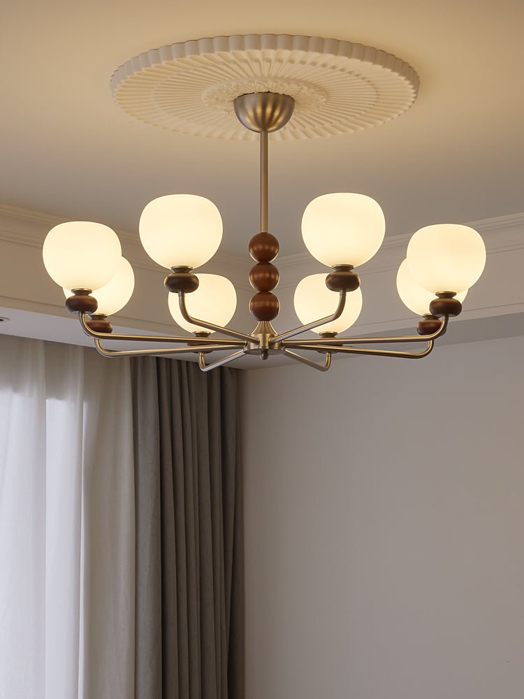 Orb Walnut Chandelier - Blowlighting