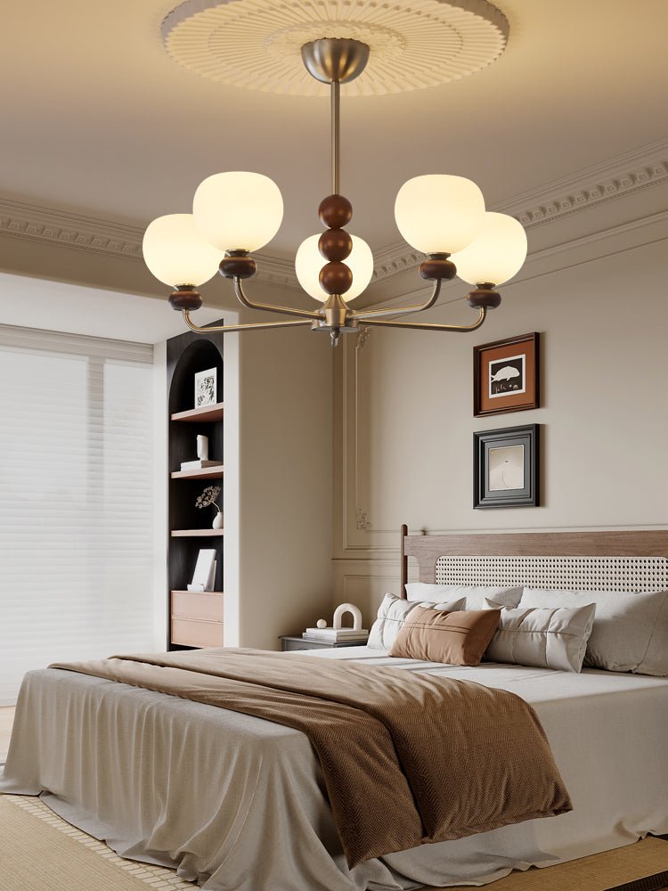 Orb Walnut Chandelier - Blowlighting