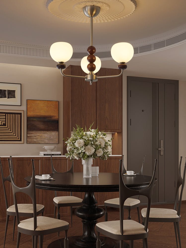 Orb Walnut Chandelier - Blowlighting